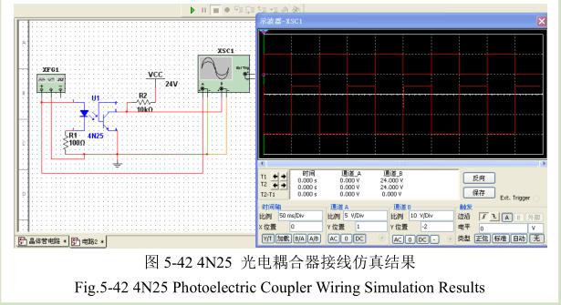 光电耦合其接线仿真结果